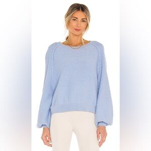 Free People Found My Friend Boucle Pullover in Crystal Sky Cotton Size Large NWT